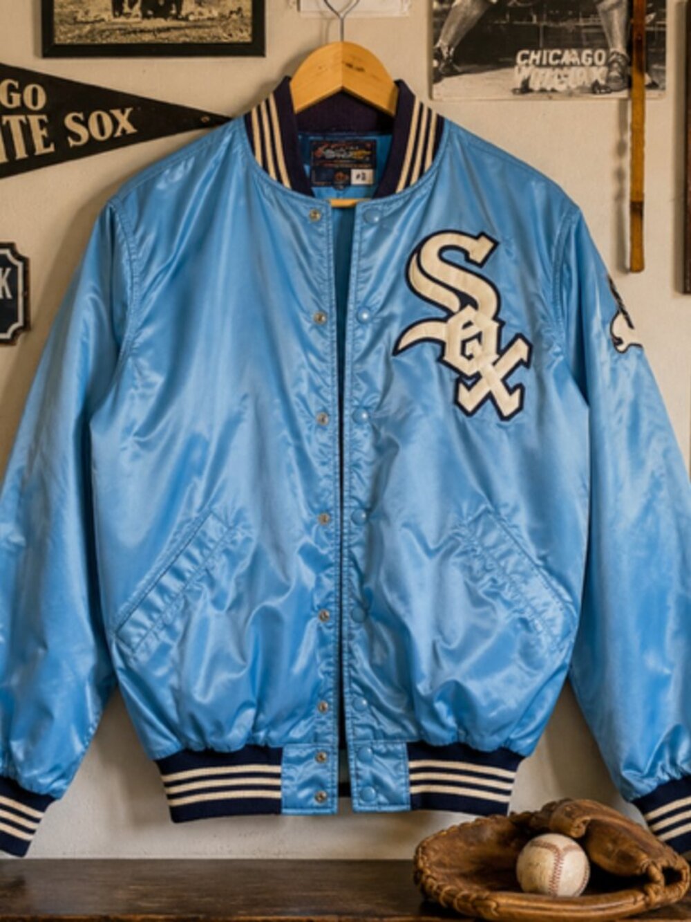 Vintage 60s 70s Wilson Chicago White Sox Satin Jacket Made USA Size 42